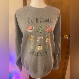 Gildan Gray Holiday Sweatshirt with Festive Designs